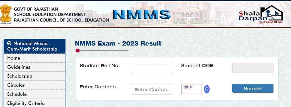 Checking Rajasthan NMMS Result