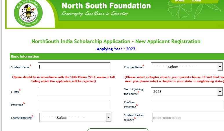 Process To Apply Online Under North South Foundation Scholarship 