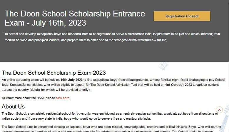 Process To Apply Online Under Doon School Scholarship 