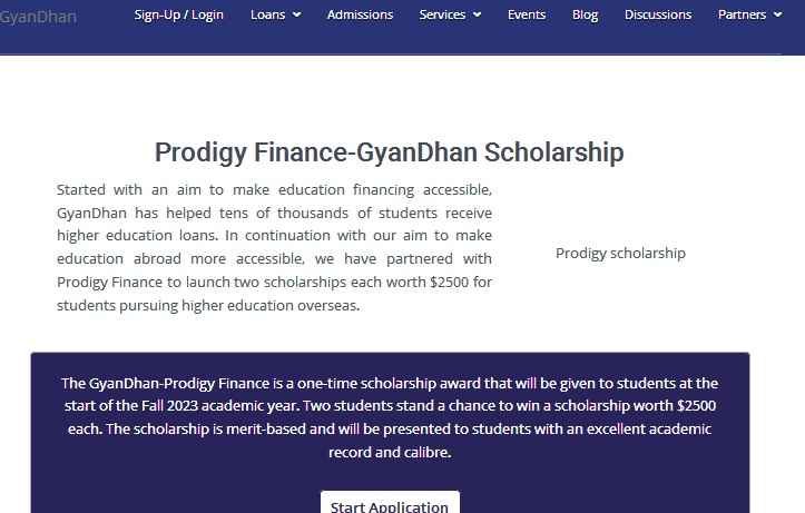 Prodigy Finance-GyanDhan Scholarship Apply Online 